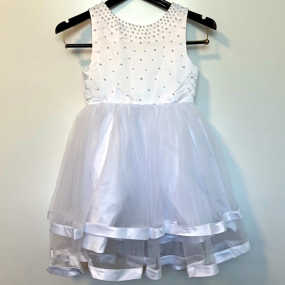 JJ’s House White Knee Length Flower Girl Dress (Size 8) - Picture 1 of 9